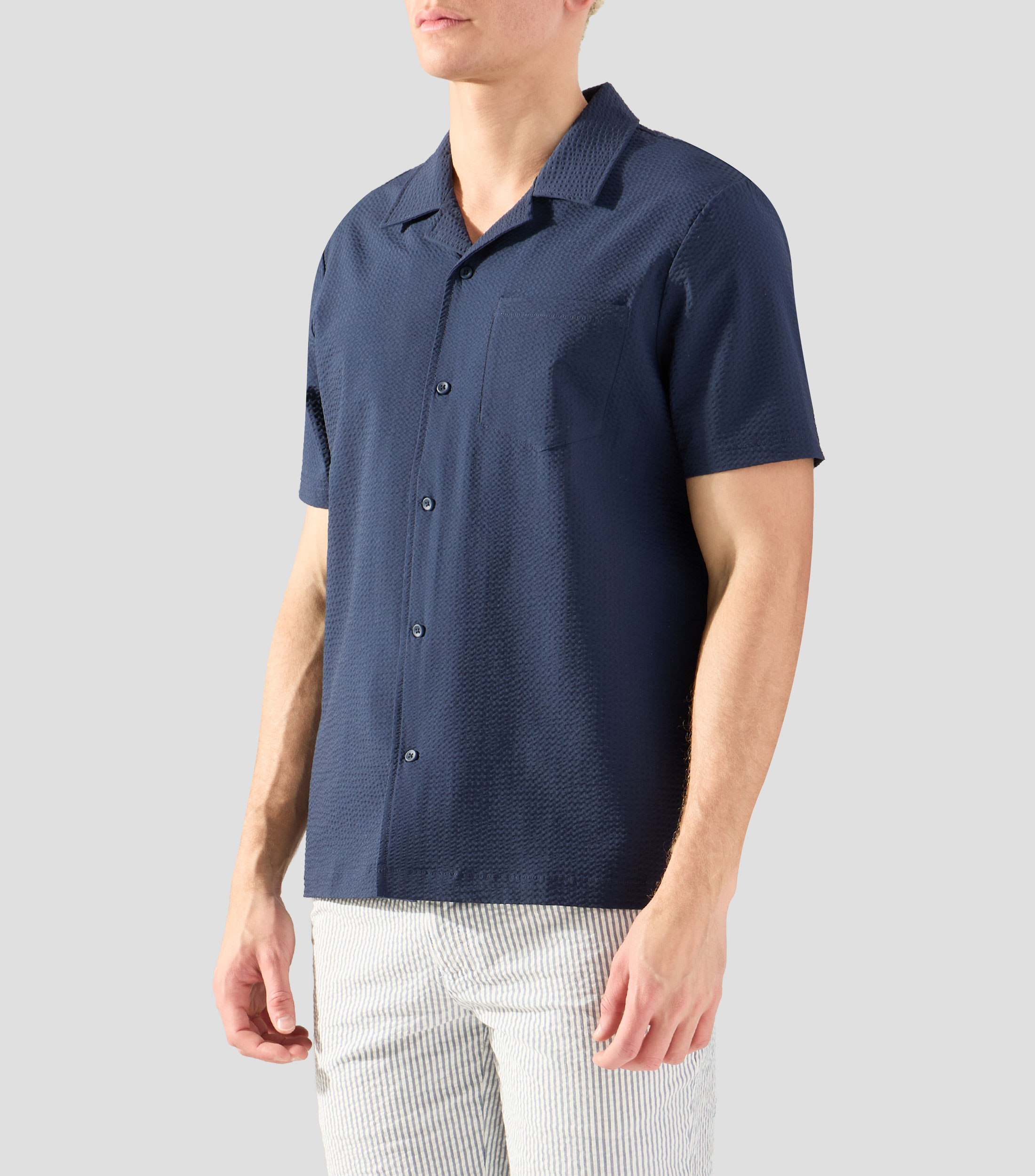 Camisa lisa con manga corta Hombre